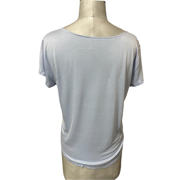 Ann Taylor Factory Baby Blue Polka Dot Short Sleeve Top Size Small - Picture 2 of 6